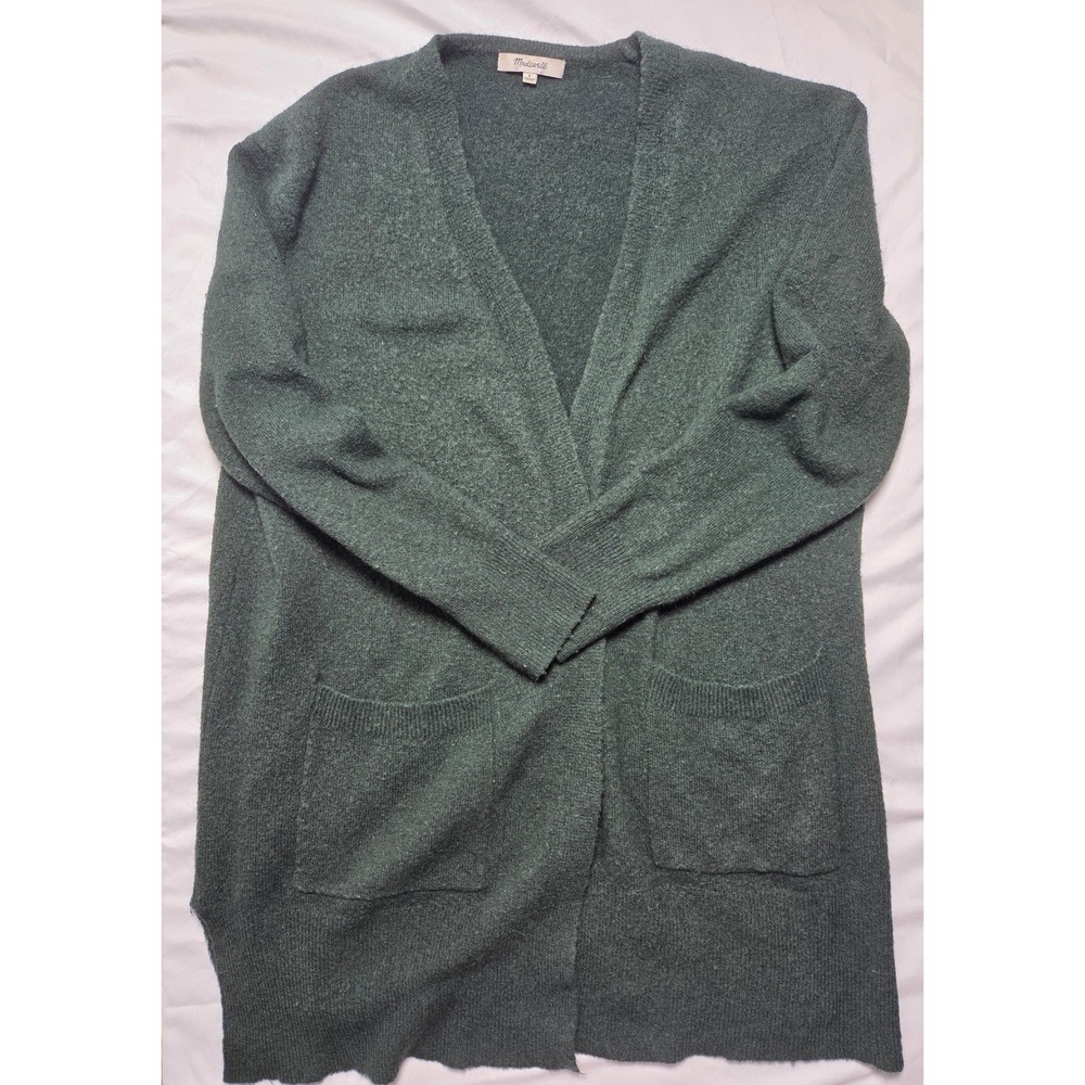 Madewell Kent Cardigan Sweater Forest Green Wool Alpaca Blend Open Front Small